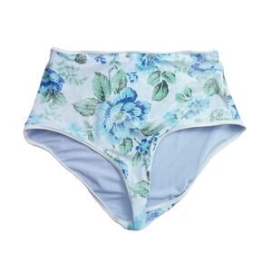 NEW Aerie Swim Separates High Waisted Full Coverage Blue Floral Bikini Bottoms M